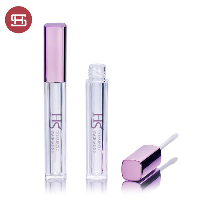 Square shinny purple top with clear body for lip gloss tube