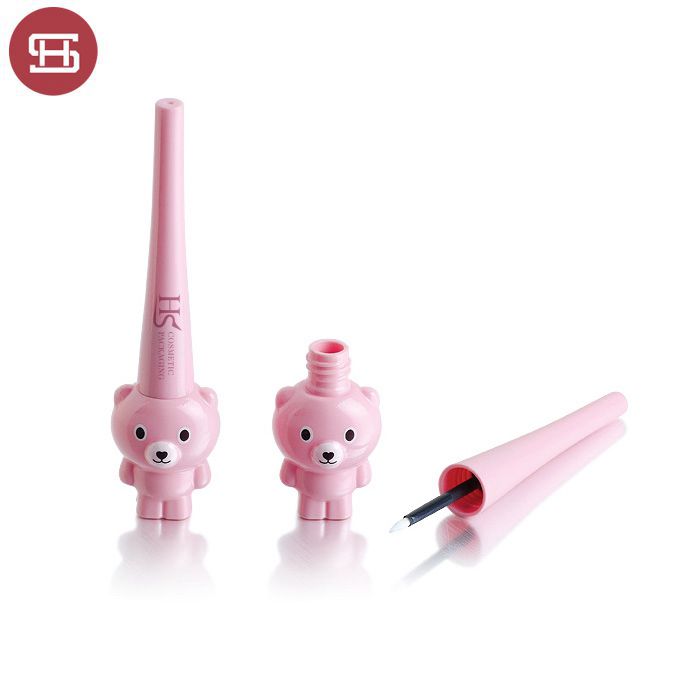Wholesale cute cartoon bear shaped black empty eyeliner tube container with brush