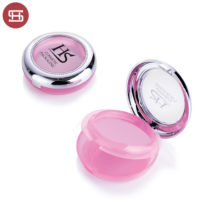 Pink cosmetic makeup round empty compact powder case with mirror