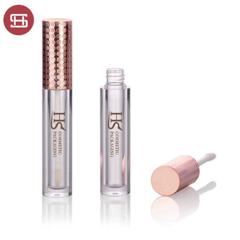 OEM wholesale hot sale custom makeup cosmetic gold round luxury empty clear lipgloss tube container