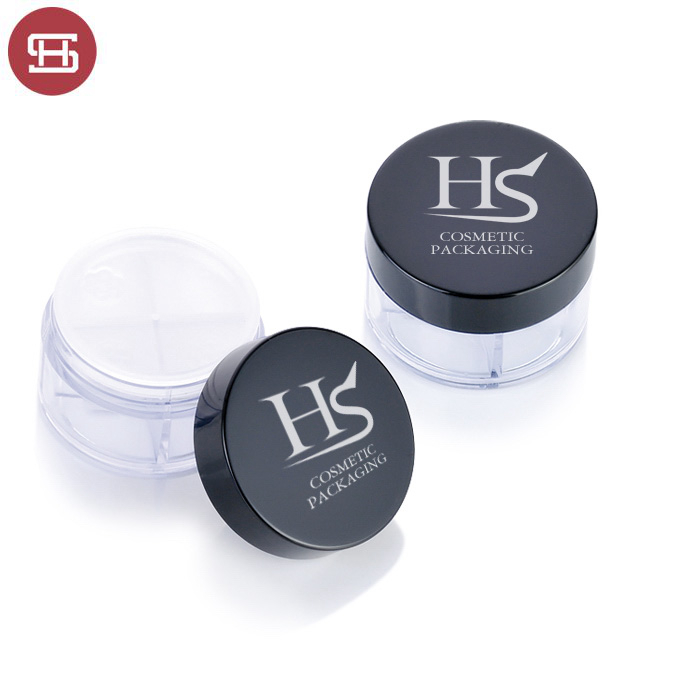Wholesale hot new makeup cosmetic brand custom black empty 4 inside round face loose powder container case