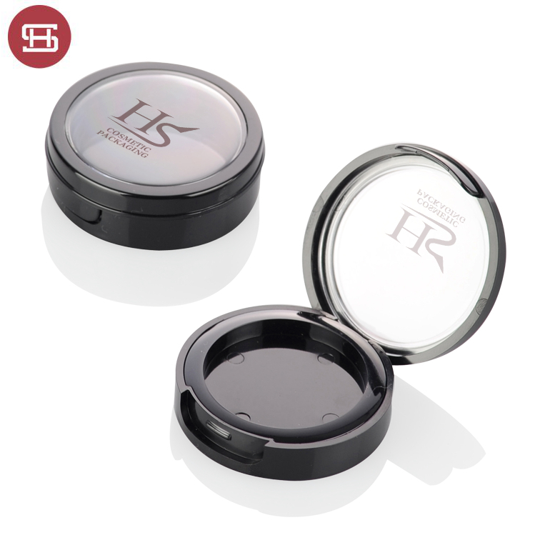 Custom wholesale hot new products black luxury empty round cosmetic makeup compacts powder case container with window