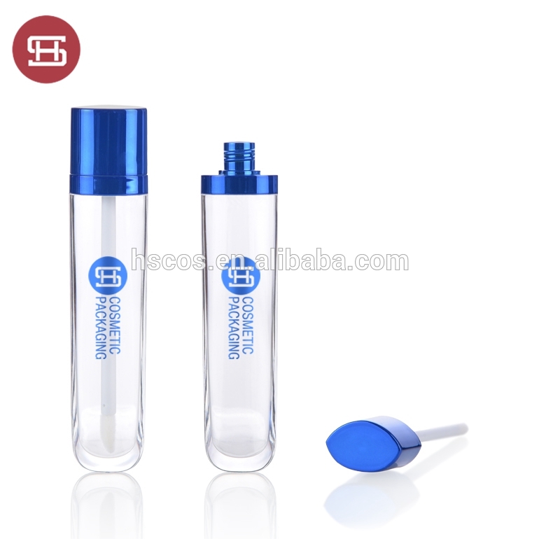 9440# Wholesale empty plastic metallized blue lip gloss packaging with brush