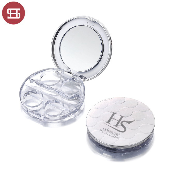 Wholesale 4 color transparent bottom makeup cosmetic empty eyeshadow case containers palette
