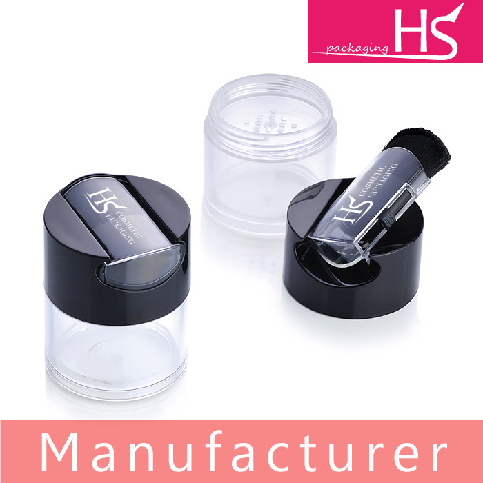 plastic empty loose powder container with brush
