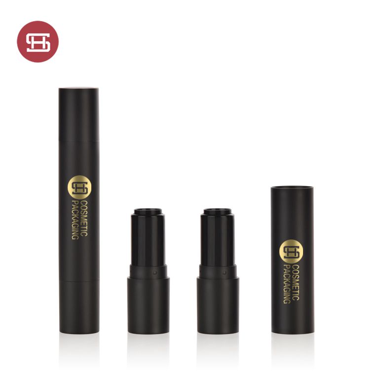 Wholesale empty matte black double end dual lipstick tube case