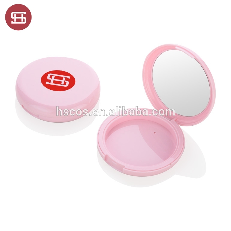 Shantou manufacturer empty round pink pressed powder compact packaging