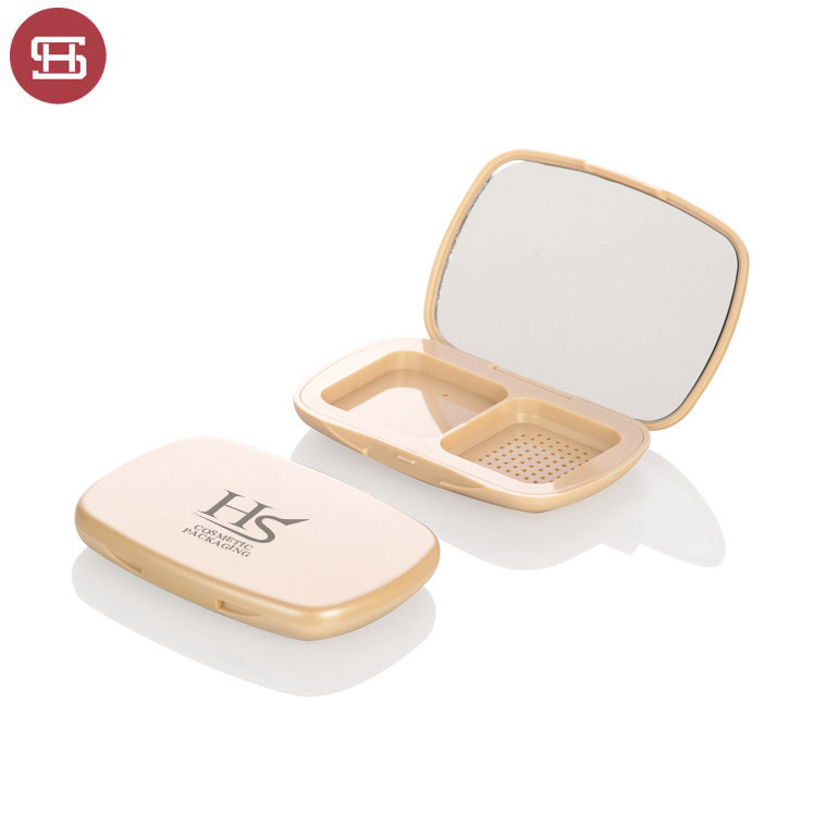 Cheap price empty plastic cosmetic face powder case with mirror