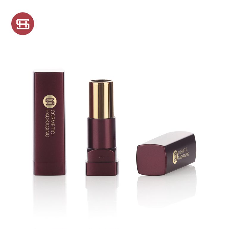 Wholesale hot sale cosmetic custom popular brand brown square empty lipstick tube container
