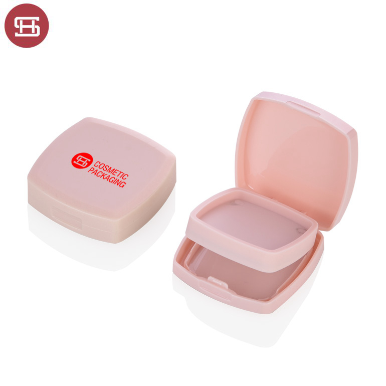 #9465 Wholesale OEM hot sale makeup cosmetic custom pressed  plastic round empty compact powder cases  packaging