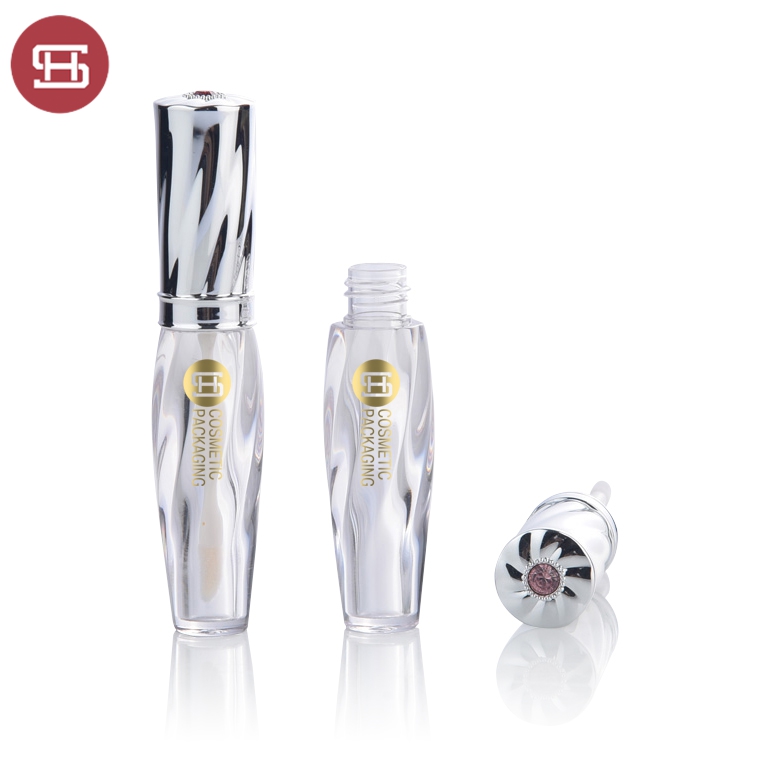 New hot sale wholesale cosmetic silver makeup custom cylinder clear luxury empty lipgloss tube container packaging