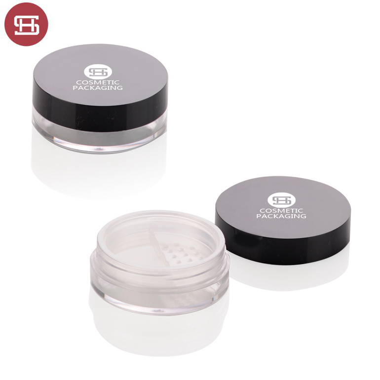 Wholesale cosmetic makeup custom private label plastic round empty loose powder case packaging